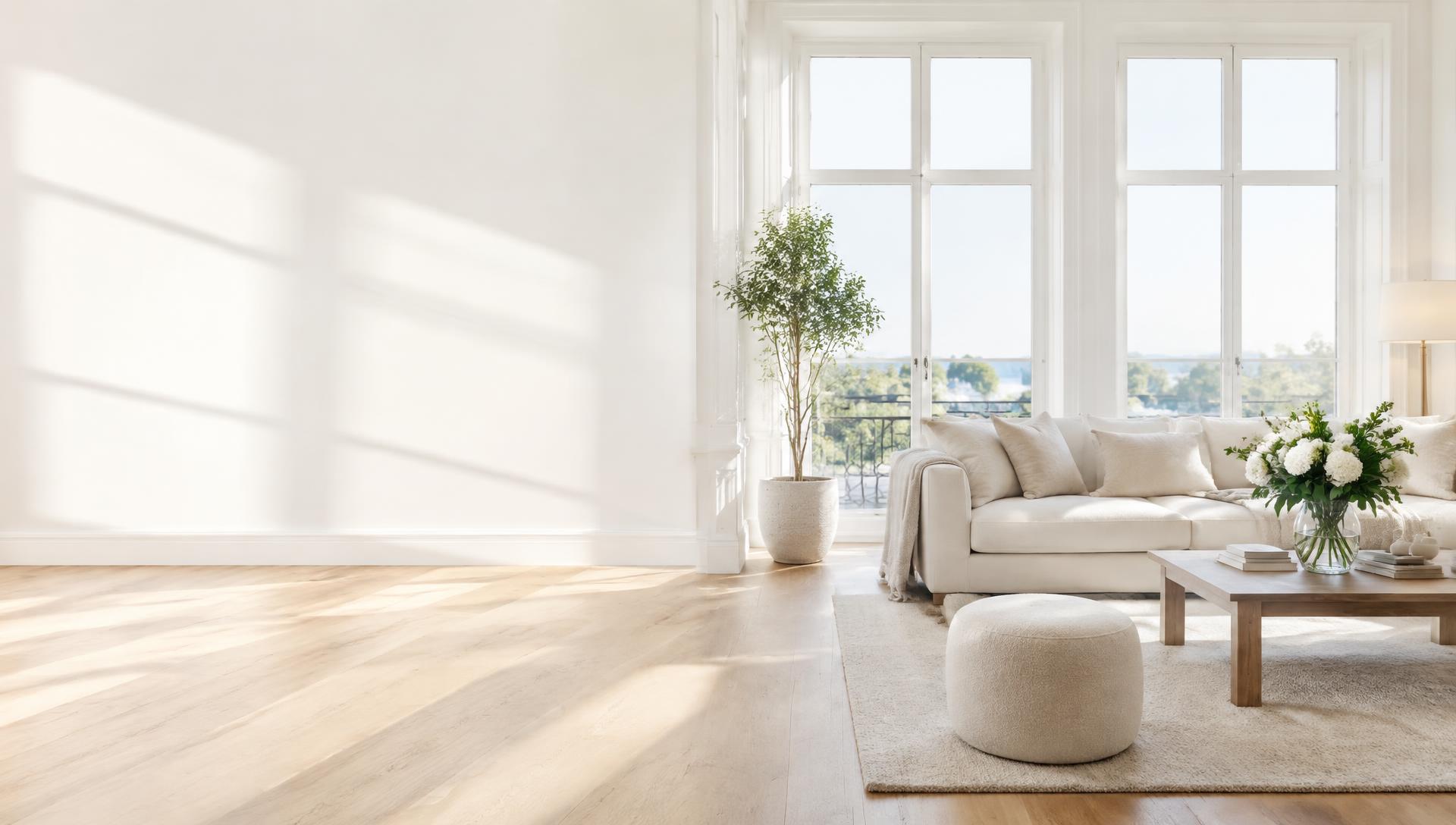 Spotless luxury living room with ambient lighting